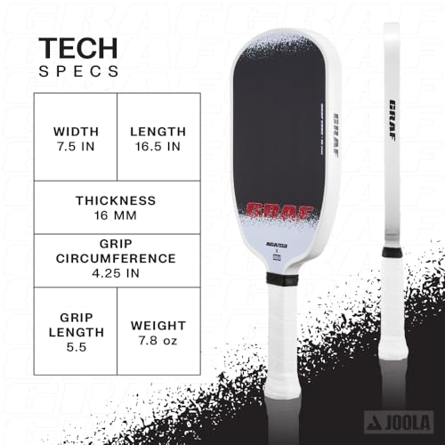 JOOLA GRAF Edge 16mm Pickleball Paddle - Carbon Fiber Pickleball Racket for Increased Spin & Control - Agassi Shape for Power & Precision - UPA-A Certified - USAP Approved - NFC Chip Enabled - color: Single | 16mm Carbon| GRAF Edge