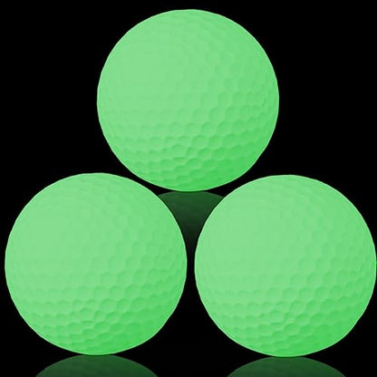 3-Piece Glow-in-the-Dark Practice Golf Balls with Fluorescent Green Light and Fine Texture Resin and Rubber for Backyard, Indoor, Outdoor Use, 4.27cm