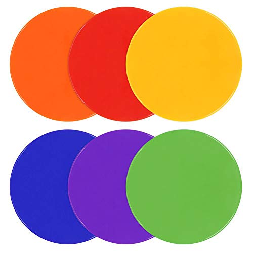 4 Inch & 9 Inch Poly Spot Markers for Gym Floor, Non-Slip Rubber Floor Dots Flat Cones, 6/12/24/60Pcs Agility Markers for Soccer, Basketball, PE Training, Dance & Classroom Activities - style: 6Pcs 9inch 6colors