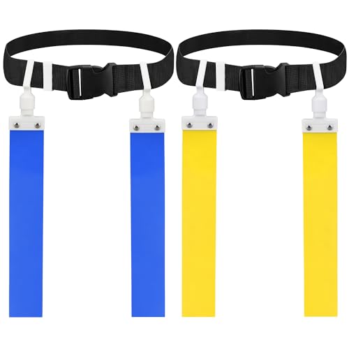 DkOvn Flag Football Belt, 2pcs Adjustable Flag Football Belt with Belt and Flags, for Youths, Adults - color: 2pcs(1 Blue+1 Yellow)