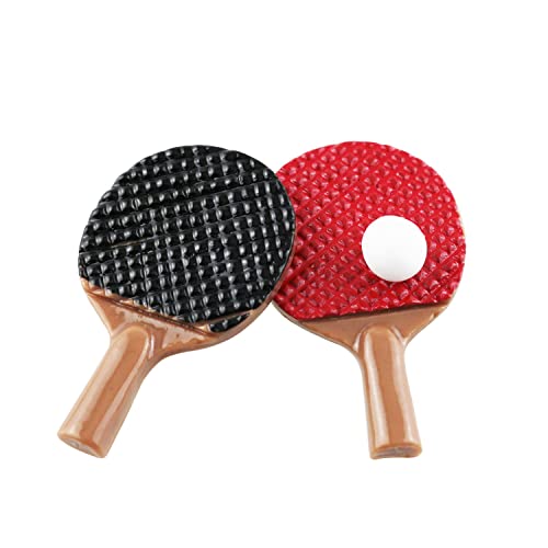 TAODAN 3IN1 1/12 Mini Table Tennis Racket with Ball Simulation Furniture Ping-Pong Toys Doll House Decoration (2 x Rackets, 1 x Balls)