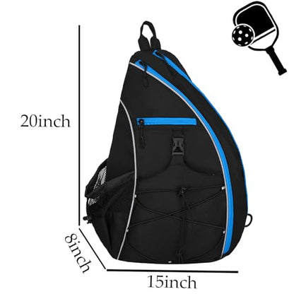 Goloni Pickleball Sling Bag for Men Women, Lightweight Pickleball Backpack with Fence Hook - color: Black Blue
