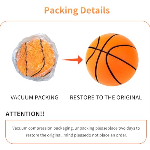 Silent Basketball-Size 7 (29.5") Upgrade Dribble Dream Silent Basketball, Grooved Airless Foam Technology for Soundless for Foam Indoor Training Ball for Various Indoor Activities