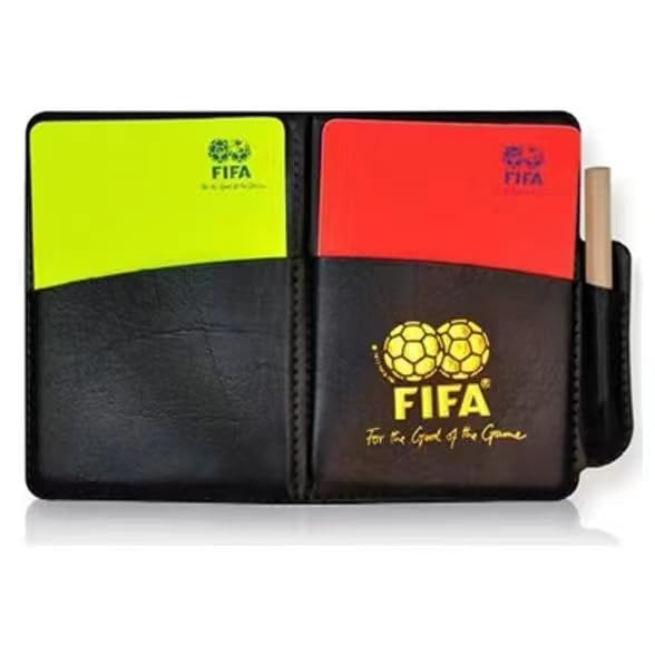 Soccer Referee Wallet Notebook with Red Card and Yellow Card, with 1 Piece Metal Referee Whistle for Football Soccer Game Sports