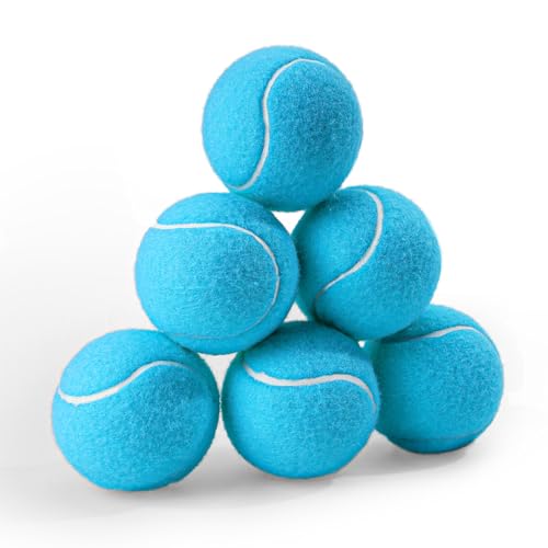PHOEPET 6-Pack Tennis Balls for Dogs, Bulk Rubber Ball for Fetch Chew Toys Beginner Training Practice(Blue) - color: Blue-6 Pack, size: Medium 2.5"- 6 Pack