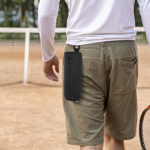 Cosmos Pickleball Ball Holder, Portable Carrying Storage Bag with Hook, Travel Accessory Pouch Holds 3 Pickleball Balls - color: Black