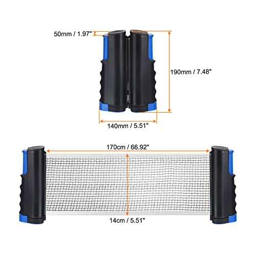 PATIKIL Retractable Ping Pong Net for Any Table, Portable Table Tennis Net and Post Equipment Up to 2 inch for Family