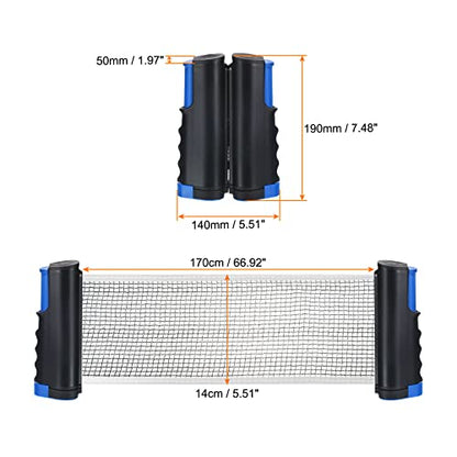 PATIKIL Retractable Ping Pong Net for Any Table, Portable Table Tennis Net and Post Equipment Up to 2 inch for Family