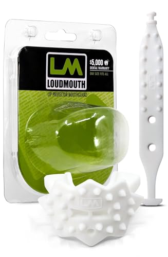 Loudmouth Football Mouth Guard - 3D SpikeSurge Football Mouthpiece with Strap, Fits Adult & Youth, Mouth Guard Football Accessories (White) - color: White