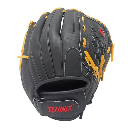 PHINIX 12 1/2 Inch Slowpitch All Pigskin Softball Gloves Multiple Colors - color: Black