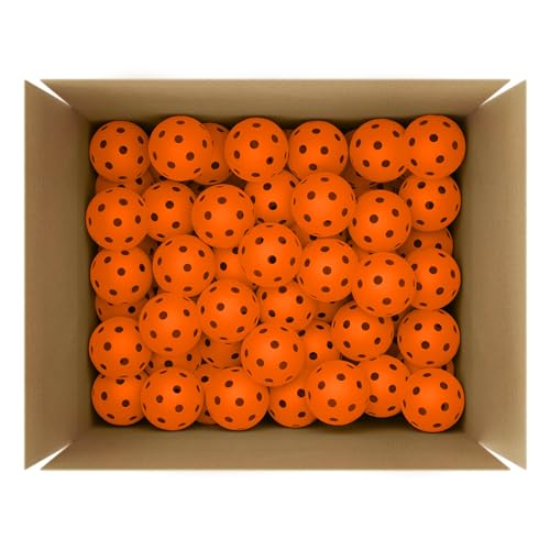 Great Call Athletics | Indoor Pickleballs USA Pickleball Approved Official 26 Hole Balls Sports Tournament Pack Free Mesh Bag - color: Orange, style: 100 Pack