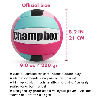 Soft Volleyball Ball Pink Size 5 for Teen Youth Girls Kids Beginners Team Skills Practicing Training Indoor Outdoor Water Play Beach Pool Volley Ball with Pump & Mesh Bag 2026