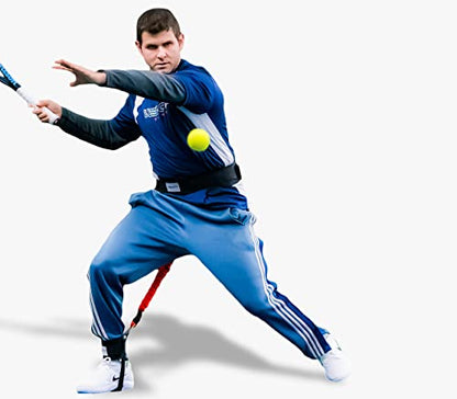 VPX Tennis Swing Trainer Increases Power, Exit Ball Velocity, Shot Accuracy, & Serve Speed, Improves Forehand, Backhand, Slice, & Compression Racket Torque, For Men, Women, Boys, Girls, & Kids - size: Waist SML (20"-30"), style: Height SML (Up to 5'3")