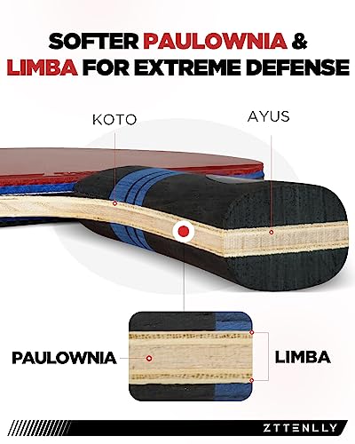 Ping Pong Paddle with Carbon Technology | Performance-Series,7-ply Finest Blade, Expert Speed/Edge/Balance, Thicker Protector Case | Table Tennis Racket for Professional - color: 2-Pack, style: Balance