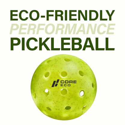 CORE Pickleball-ECO Ball | Outdoor Pickleball Balls - Official Ball-Pickleball World Cup & USAPA Tournament Approved - Durable, Regulation Size - High Visibility Neon, 3 Balls