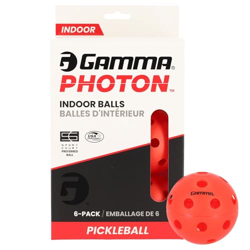 Gamma Photon Indoor Pickleballs, 26 Holes for Precise Indoor Flight, USAPA Approved Pickle Ball for Tournament Play, High Visibility, Durable, Consistent Bounce, Red - color: Red, size: 6 Pack