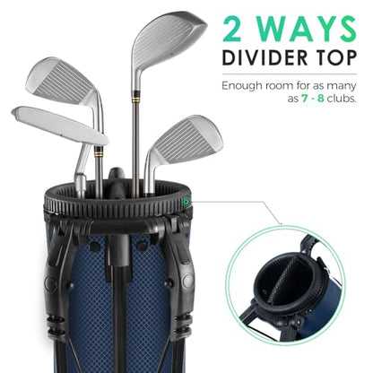 Findway Golf Stand Bag, Small Golf Bag for The Driving Range, Par 3 and Executive Courses, Lightweight Golf Club Carry Bag with Ball Holder and Pockets for Men Women - color: Blue