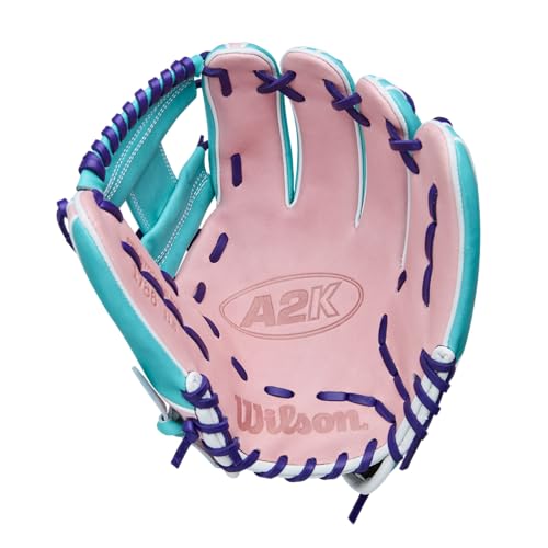 Wilson Winter 2025 A2K® Baseball Gloves - color: Teal/Pink/Purple, size: Infield - 11.5"