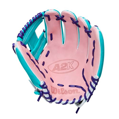 Wilson Winter 2025 A2K® Baseball Gloves - color: Teal/Pink/Purple, size: Infield - 11.5"