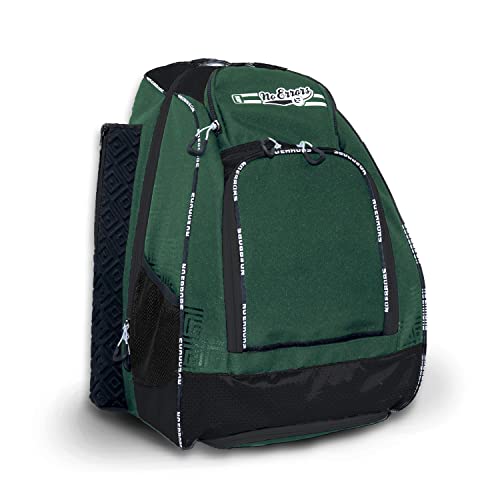 No Errors Sports RBP Rookie Baseball and Softball Backpack - Youth Baseball and Softball Bat Bag with Fence Hooks - Baseball and Softball Equipment Bag for Kids - color: Green
