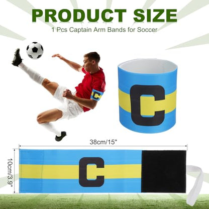 PATIKIL Soccer Captain Armband, Captain Arm Bands for Soccer Elastic Captain C Arm Bands Sports Captain Armbands for Youth Adult Football Team Training - color: Light Blue/Yellow