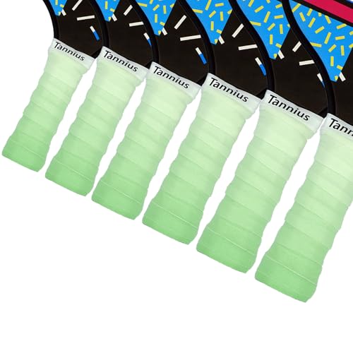 Pickleball Paddle Grip Tape, 6 Pack Pre-Cut Pickleball Grips, Absorbent and Enhanced Pickleball Paddle Overgrip Tape(Gradient Color) (Green) - color: Green