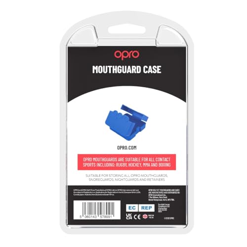 OPRO Mouth Guard Case (Blue) Long-Lasting Freshness and Hygiene with Biomaster Protection – Hygienic Retainer Case for Mouthguards, Night Guards, Retainers & Snore Guards - color: Blue