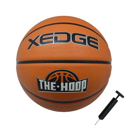 XEDGE Basketball 29.5” Size 7 Indoor Outdoor Rubber Basketball Set - color: Orange