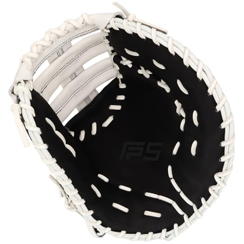 SSK FP5 Fastpitch Softball First Base Mitt 12.5” – 13” Right & Left Hand Throw Premium Full Leather Softball Glove - color: Black/White, size: 13" - Right Hand Throw
