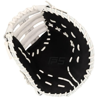 SSK FP5 Fastpitch Softball First Base Mitt 12.5” – 13” Right & Left Hand Throw Premium Full Leather Softball Glove - color: Black/White, size: 13" - Right Hand Throw