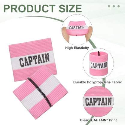 Captain Armbands, Soccer Captain Armband Elastic Adjustable Leader Band Team Sport Bands - color: Pink, size: 8.3"
