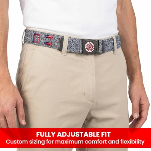 The Byrd Belt - Reversible Golf Belt with Ball Marker, Tee Sheath & Divot Tool for Men - On & Off Course Adjustable up to 44”