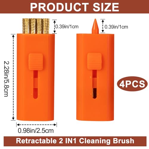 PAGOW 4 Pack Retractable Golf Club Cleaner Brush, Portable Double-Sided Golf Club Brush Groove Cleaner-Multicolor - color: Orange