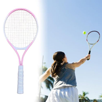 Menolana Tennis Racket Tennis Equipment Aluminum Alloy Frame Tennis Racquet High Strength Nylon Strings for Practice Training Garden - color: Pink White