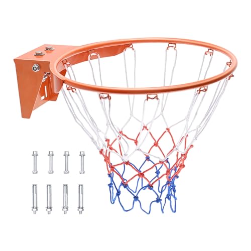 VEVOR Basketball Hoop, 44 54 Inchs PC Backboard Wall Mounted, Basketball Portable Hoop & Goal, Indoor & Outdoor with Hand-Crank Adjustment, Classic Basketball Court, Teens, Adults, Schools, Parks - color: Orange Upgraded Rim 18in