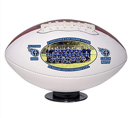 Personalized Custom Full 12 Inch Football | Regulation Size | Customized Trophy for Coach, Dad, Any Fan - style: Full Size Football with Base