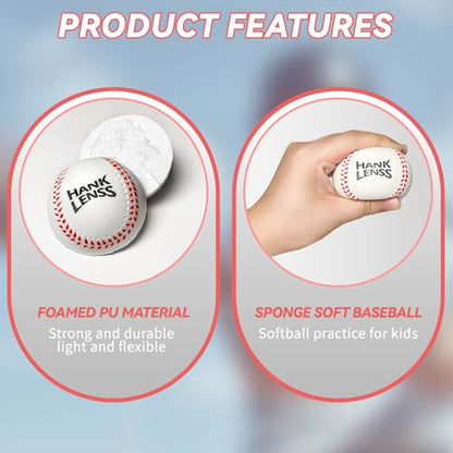 Soft Foam Baseballs for Kids - 12 Pack Practice Balls for Beginners - color: white