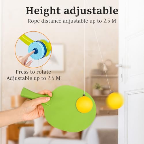 Door Ping Pong Game Over The Door, Adjustable Hanging Table Tennis Trainer Portable Set, Ping Pong Doorway Game with Racket and Balls for Kids
