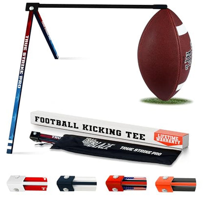 True Strike Pro Football Kicking Tee - Ultimate Football Tee Compatible with All Ball Sizes, Bonus Goal Kicking Tracker, Field Goal Football Holder