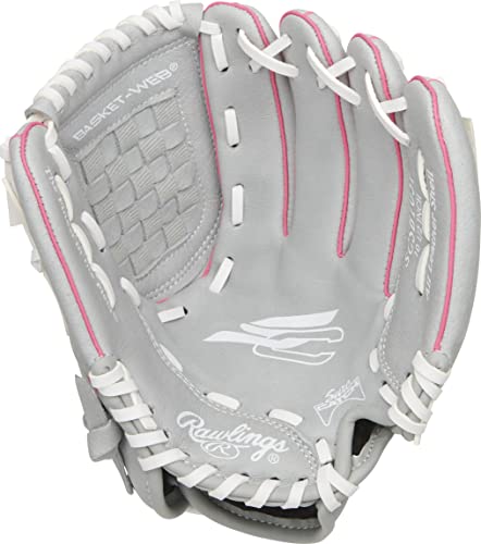 Rawlings | Sure Catch Series Youth Softball Glove - color: Grey / Pink, size: 10.5"