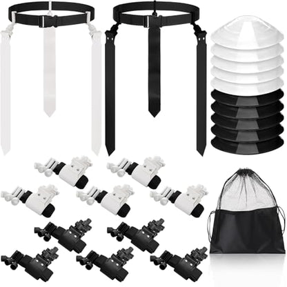 Wettarn 10/16 Player Flag Football Belts Adjustable Flag Football Set with Cones Bag for Youth Adults Kids Training Sport - color: Black, White