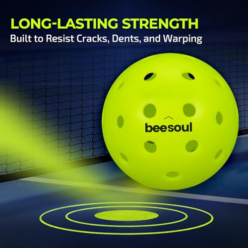 beesoul 3-Pack Premium Pickleball Balls, Outdoor 40-Hole Balls for Consistent Bounce, One-Piece Seamless Design, Built for All Skill Levels