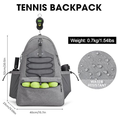 G4Free Tennis Bag, Tennis Backpack for Women Men, Large Pickleball Bag, Holds 4 Rackets with Shoe Compartment - color: Grey