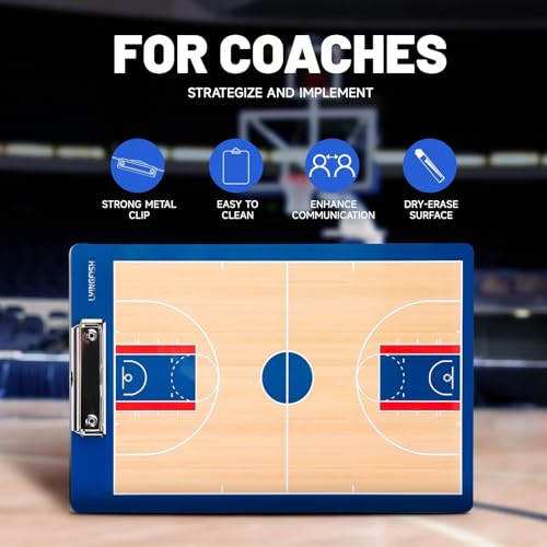Basketball Dry Erase Coaches Clipboard，Waterproof Basketball Clipboard for Coaches Double-Sided Basketball White Board for Coaches Writable and Erasable Basketball Dry Erase Board for Coaches （Blue）
