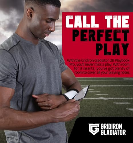 Gridiron Gladiator Wrist Playbook - Play Wristbands for Youth & Adults - Wrist Coach Arm Bands - QB Wristband - Softball Wristbands for Signs - size: Adult