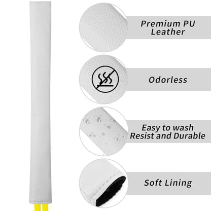 Golf Alignment Stick Cover Premium Leather Perfect Cover for Alignment Sticks Classic Blank Direction Rod Design Alignment Sticks Holder Golf Club Protector Holds 2 Sticks. - color: White