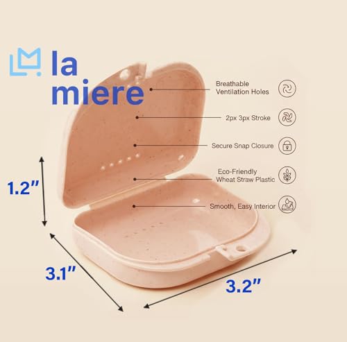 LA MIERE 1 Pcs Wheat Straw Box Retainer Case with Vent Holes, Mouth Guard Case Denture Case, Tortilla - color: Tortilla