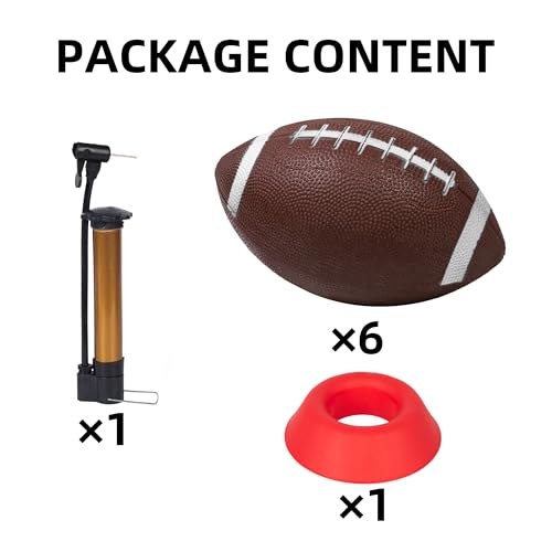 6 Pack 8.3" Inflatable Footballs with Pump and Kicking Tee,Rubber Junior Soft Small Toddler and Mini Footballs, Playground Balls for Kids - color: Multicolor