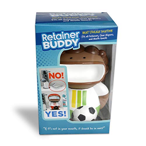 Retainer Buddy Soccer Player - Sanitary Orthodontic Storage for Retainers Clear Aligners and Mouth Guards - A Clean Stylish Case Alternative