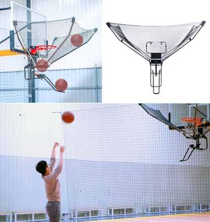 Basketball Shot Returner Metal Basketball Rebounder Attachment, Sport Basketball Return System for Hoop ＆ Rim, 180° Basketball Shooting Trainer ，Easy Install